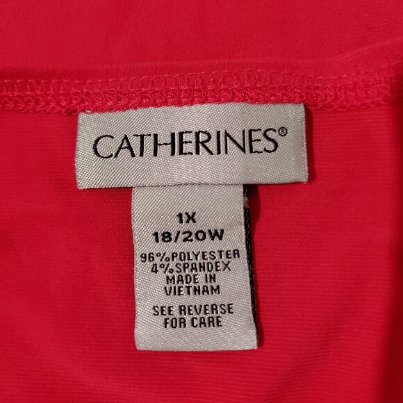Catherines Crossover Surplice V-Neck Short Sleeve Midi Dress Size 1X Red Pink - Picture 6 of 8